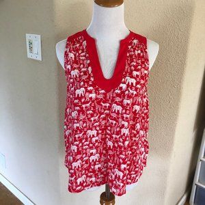 MAEVE ANTHROPOLOGIE Zoo Print Red Sleeveless NWT 8
